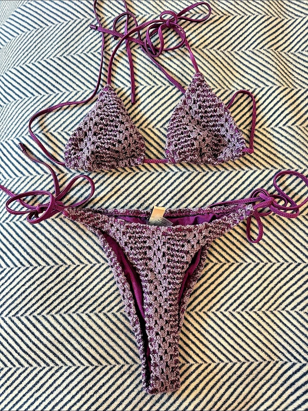 Triangl Crochet Bikini Set Purple Size small